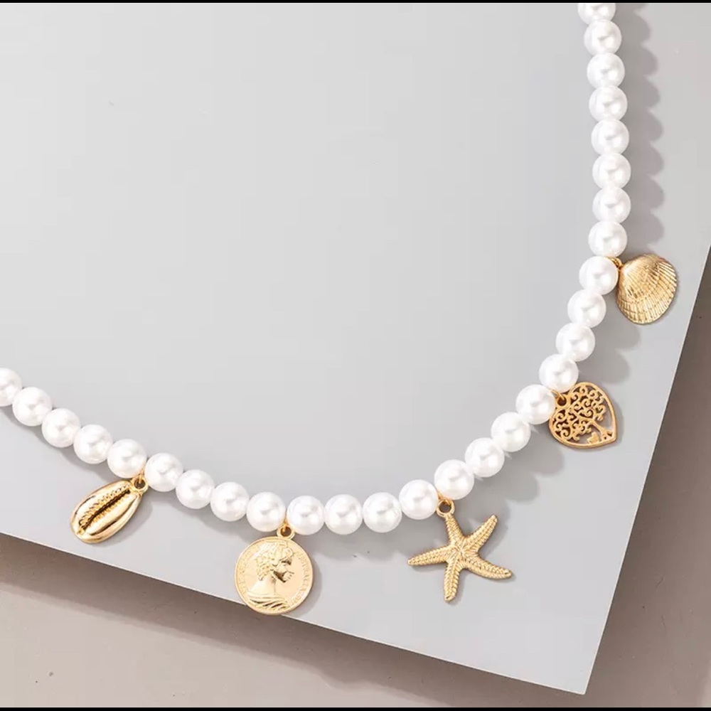 Tocona Luxury Pearl Stone Shell Pendant Necklace for Women  Star Heart C…